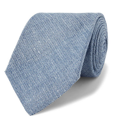 Kingsman Mélange Linen and Silk-Blend Tie Light Blue